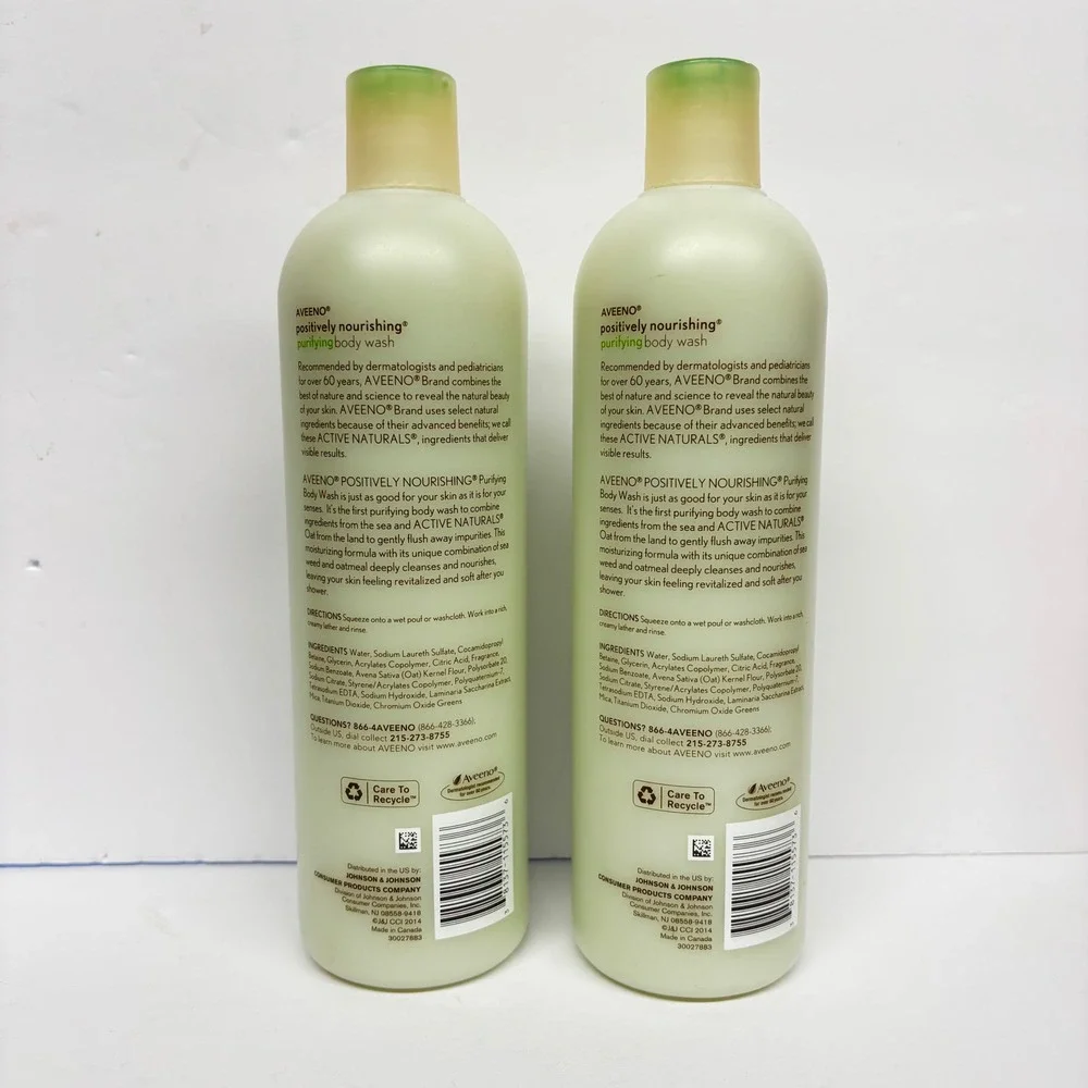 Aveeno Positively Nourishing Purifying Body Wash Seaweed & Oatmeal 16oz 2pk
